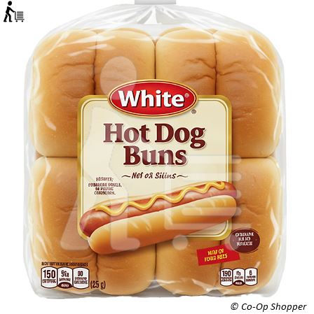 White hot dog buns