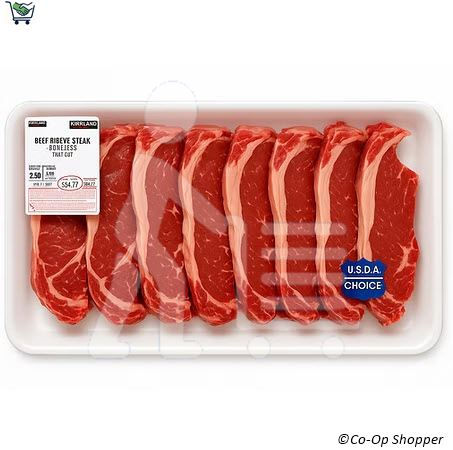 Kirkland Signature USDA Choice Beef Ribeye Steak Boneless, Thin Cut
