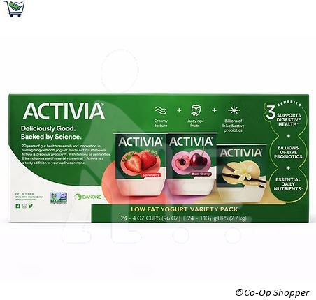Activia Low Fat Yogurt Variety Pack, 4 oz, 24-count