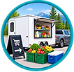 Mobile pickup and trailer retail business icon