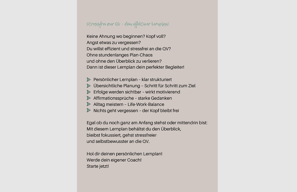 Miniaturbild: Lernplan "Stressfrei zur QV - dein effektiver Lernplan"