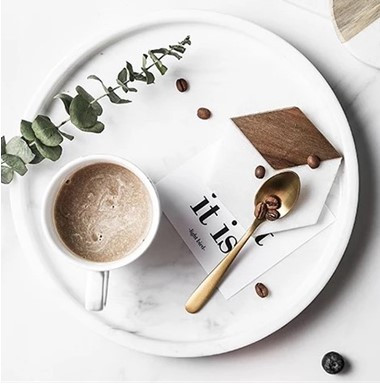 Thumbnail: Set of 4 Eco-Friendly Hexagon Marble Wood Coaster