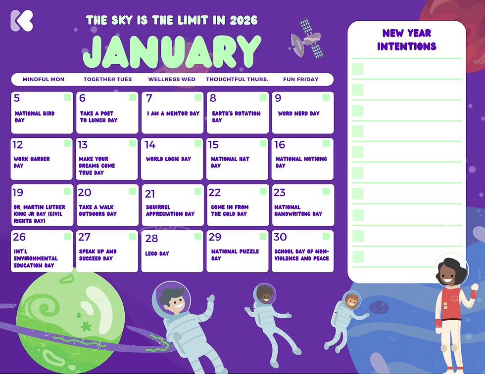 January Social Emotional Learning Calendar