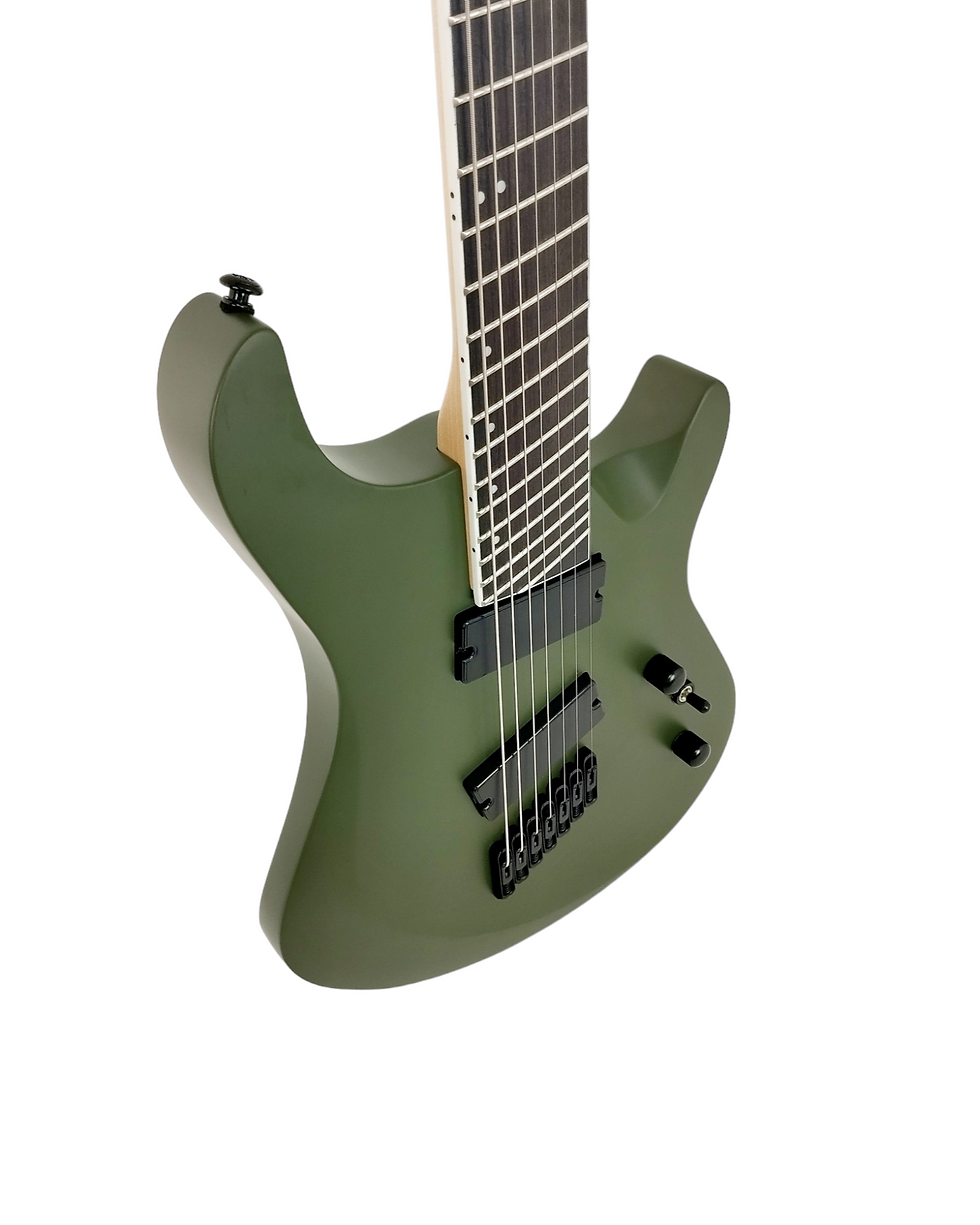 Thumbnail: Haze 7-String Fanned Fret Built-in Preamp HAX Electric Guitar - Green HAZE7FFMGS