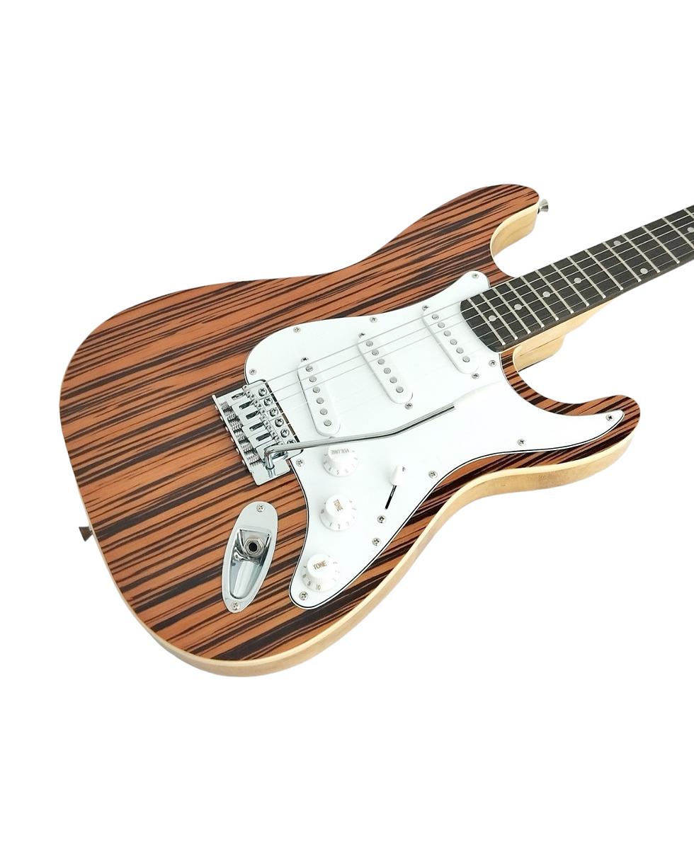 Thumbnail: Haze Lightweight Solid Paulownia Exotic Cocobolo Veneer HST Electric Guitar - Br