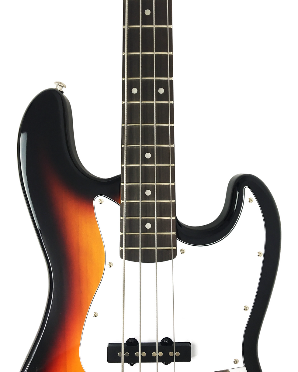 Thumbnail: Haze Single-Coil Solid Basswood J-Style Electric Bass Guitar - Sunburst SBG387BS