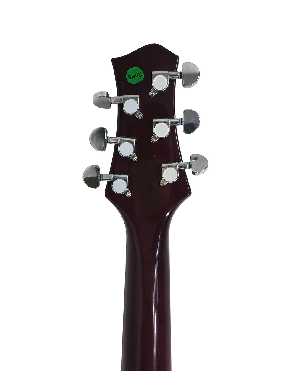 Thumbnail: Haze Semi-Hollow Double-Cut Offset HES Electric Guitar - Purple HD348TPU
