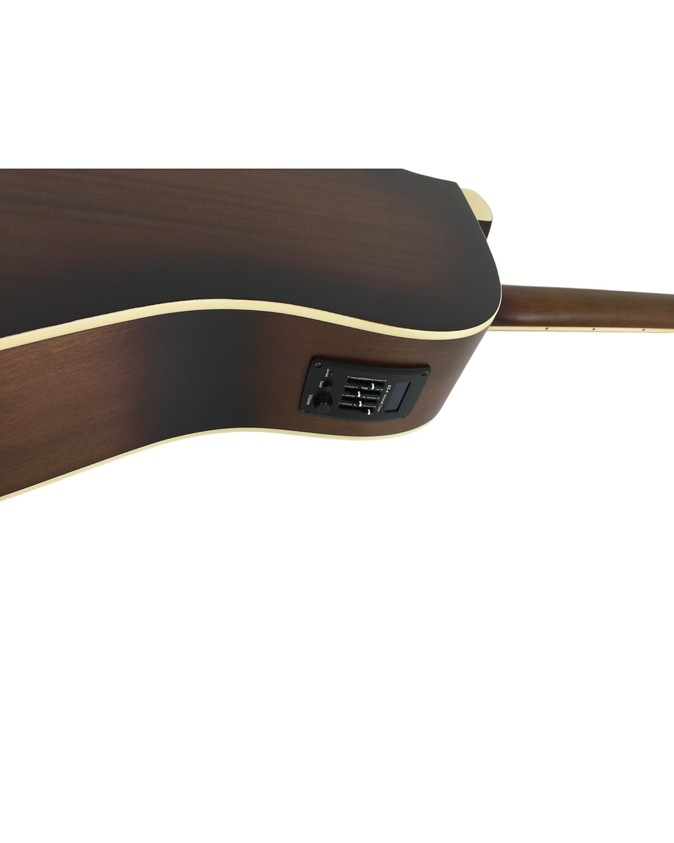 Thumbnail: Haze F650DVSCEQ Mahogany Top Built-In Pickup/Tuner Cutaway Acoustic Guitar - Tob