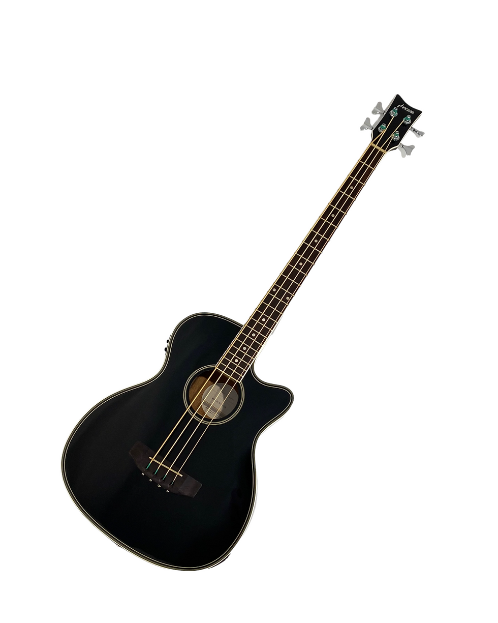 Thumbnail: Haze FB711BCEQBK44 4-String Electric-Acoustic Bass Guitar, Black + Free Gig Bag