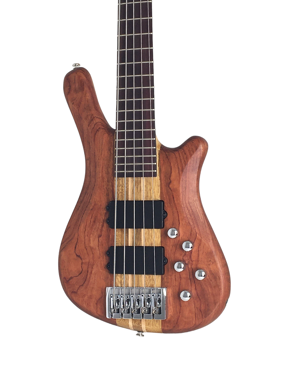Thumbnail: Haze 5-String Active Humbucker Padauk Wood WR Electric Bass Guitar - Natural SBG