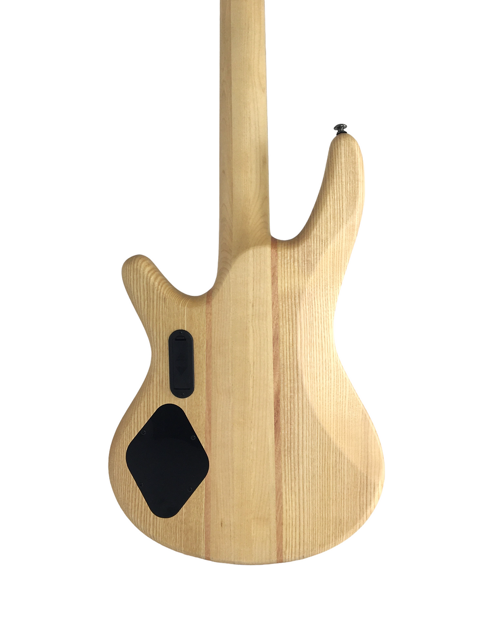 Thumbnail: Haze Solid Walnut Artec Active Humbucker WR Electric Bass Guitar - Natural B327N