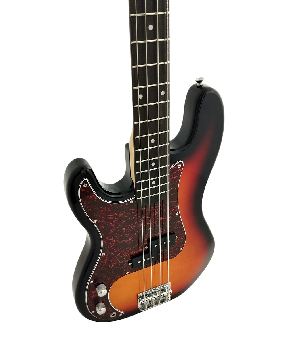 Thumbnail: Haze Left Handed Basswood Sunburst Electric Bass Guitar - PB172BSLH  with Access