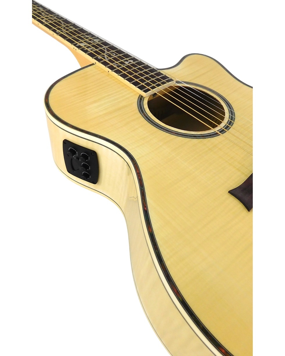 Thumbnail: Caraya SDG837CEQN All Flame Maple Built-In Pickups/Tuner Cutaway Acoustic Guitar