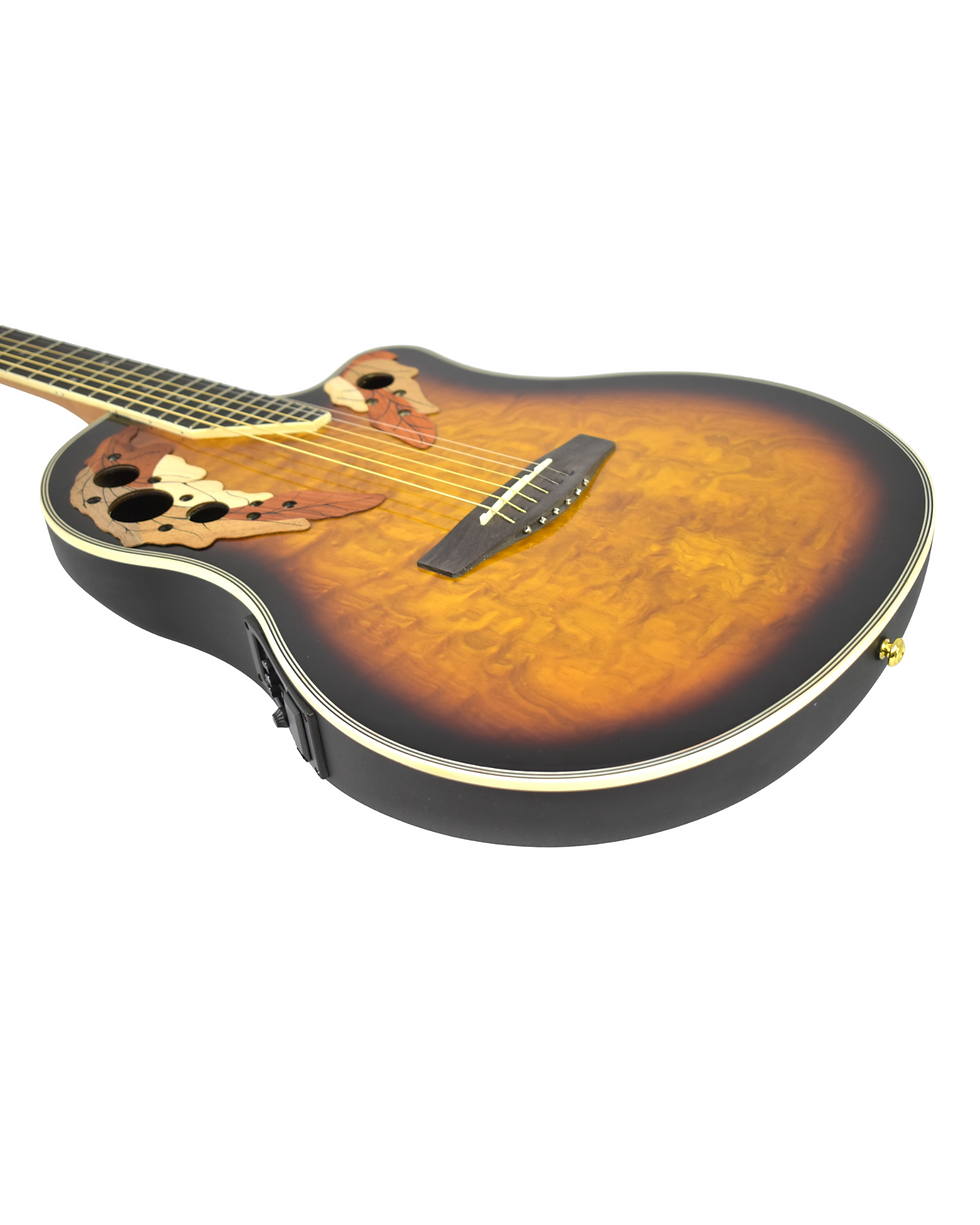 Thumbnail: Caraya SP723CEQBS Roundback Built-In Pickups Fibre Glass Back Acoustic Guitar -