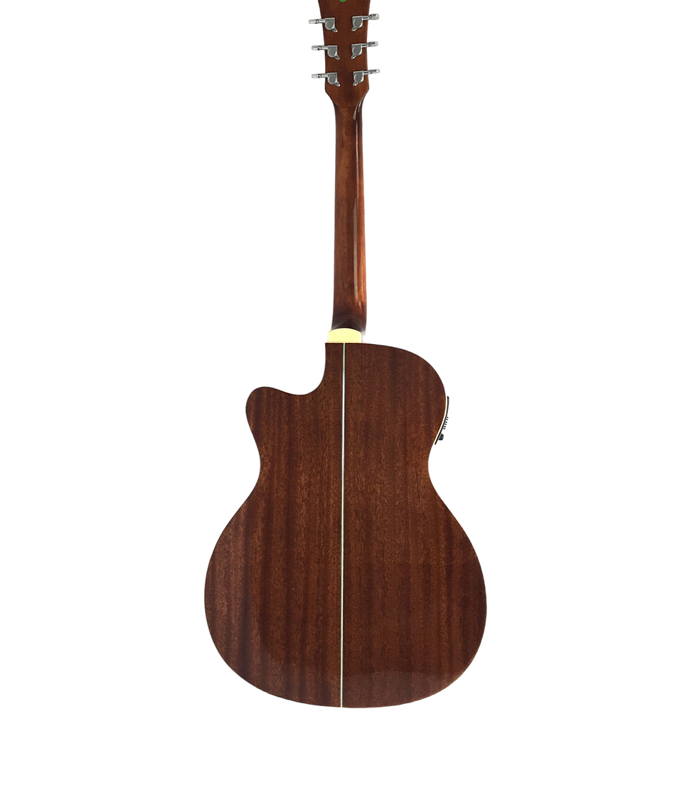 Thumbnail: Haze F560CEQN Spruce Top Built-In Pickup/Tuner OM Cutaway Acoustic Guitar - Natu