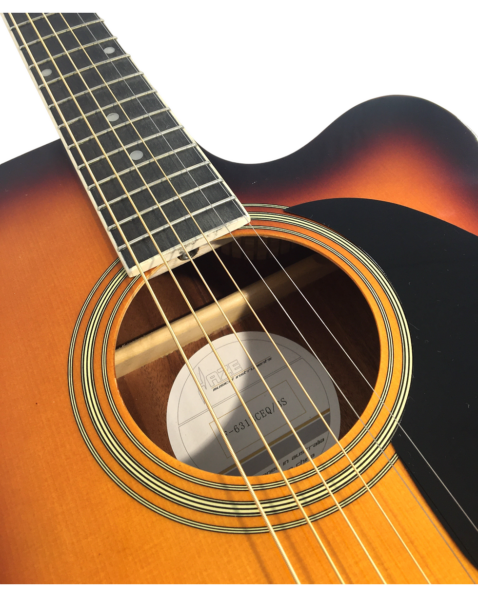 Thumbnail: Haze F631BCEQBS Thin-Body Built-In Pickups/Tuner Acoustic Guitar - Sunburst with