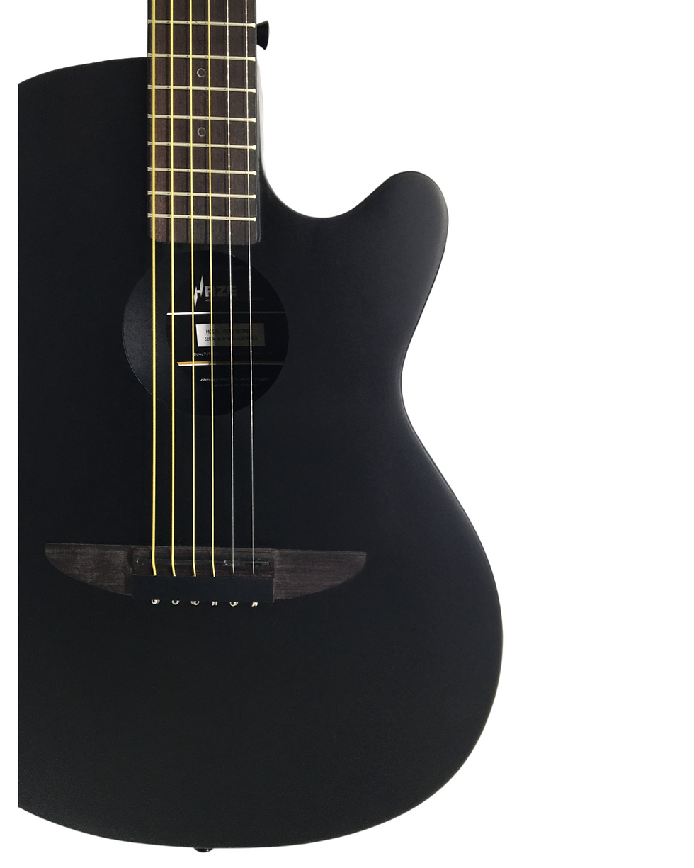 Thumbnail: Haze HSDP836CMBK 38" Roundback Traveller Built-In Pickups Acoustic Guitar - Blac