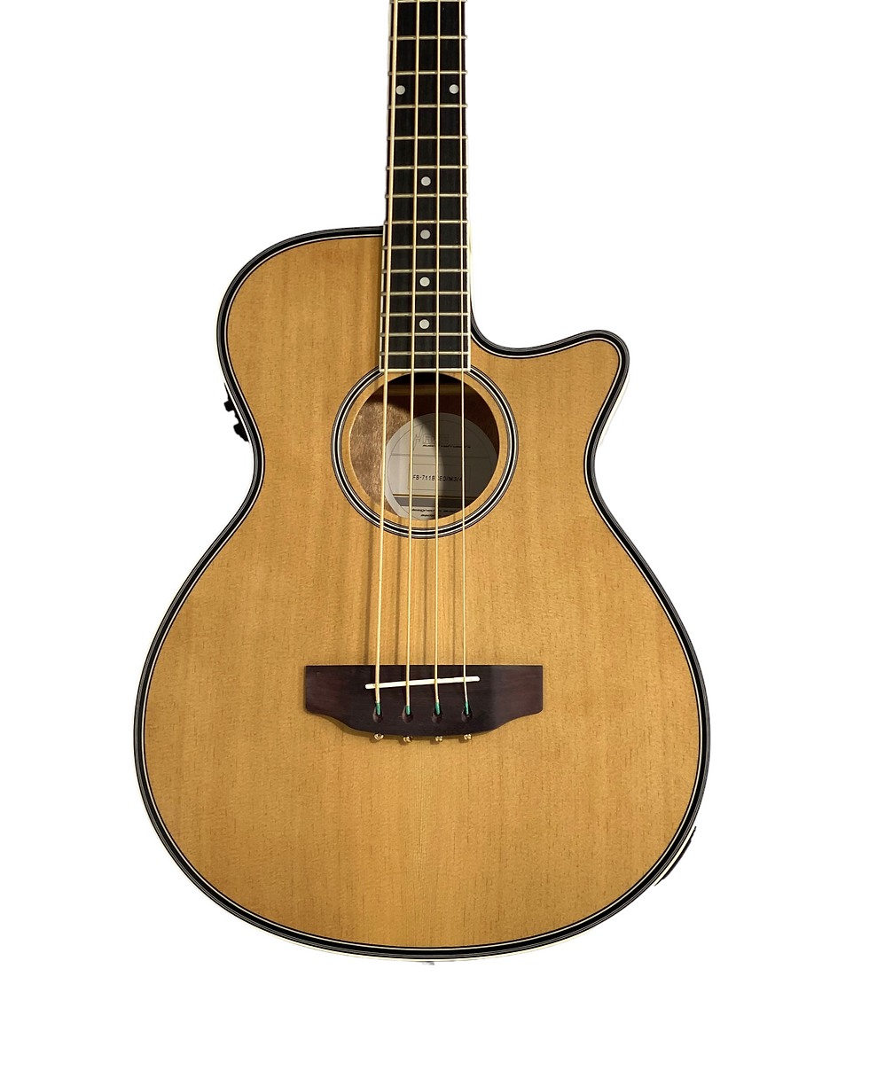 Thumbnail: Haze FB711BCEQN34 3/4 4-String Electric-Acoustic Bass Guitar Natural + Free Gig 
