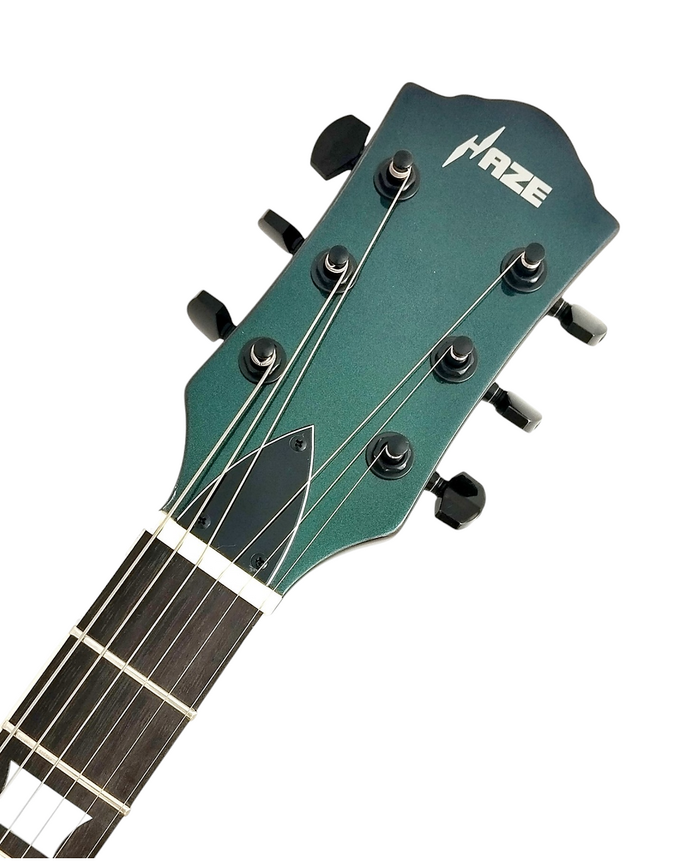 Thumbnail: Haze SEG275V Electric Guitar - Vintage H-H Double Cutaway, Chameleon Purple-Gree