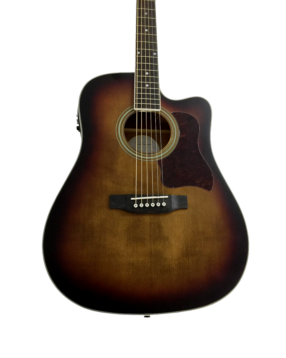 Thumbnail: Haze F650DVSCEQ Mahogany Top Built-In Pickup/Tuner Cutaway Acoustic Guitar - Tob