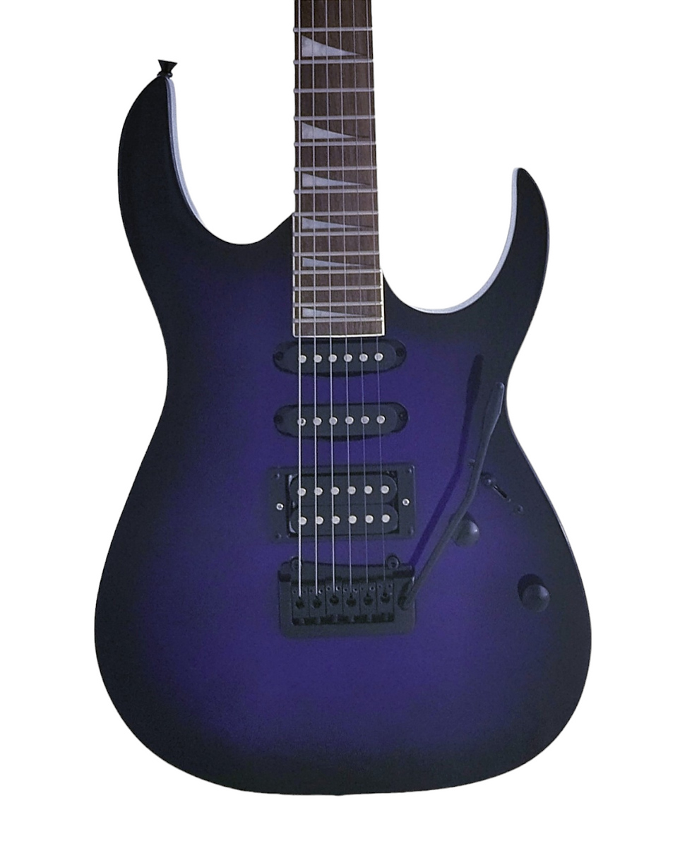 Thumbnail: Haze Tremolo SSH Double Cutaway HRC Electric Guitar - Purpleburst 11HSJS1920DPB