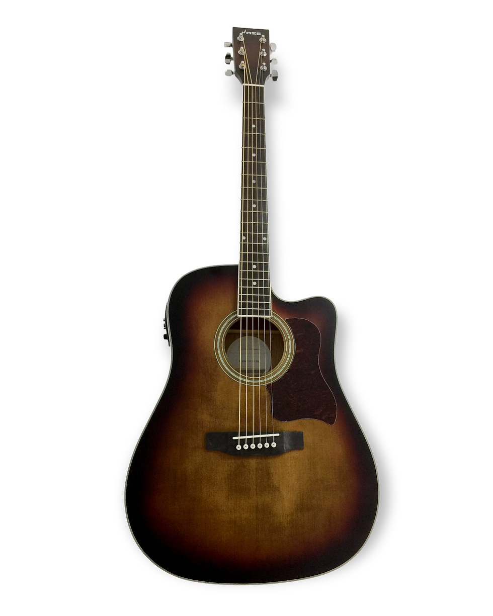 Thumbnail: Haze F650DVSCEQ Mahogany Top Built-In Pickup/Tuner Cutaway Acoustic Guitar - Tob