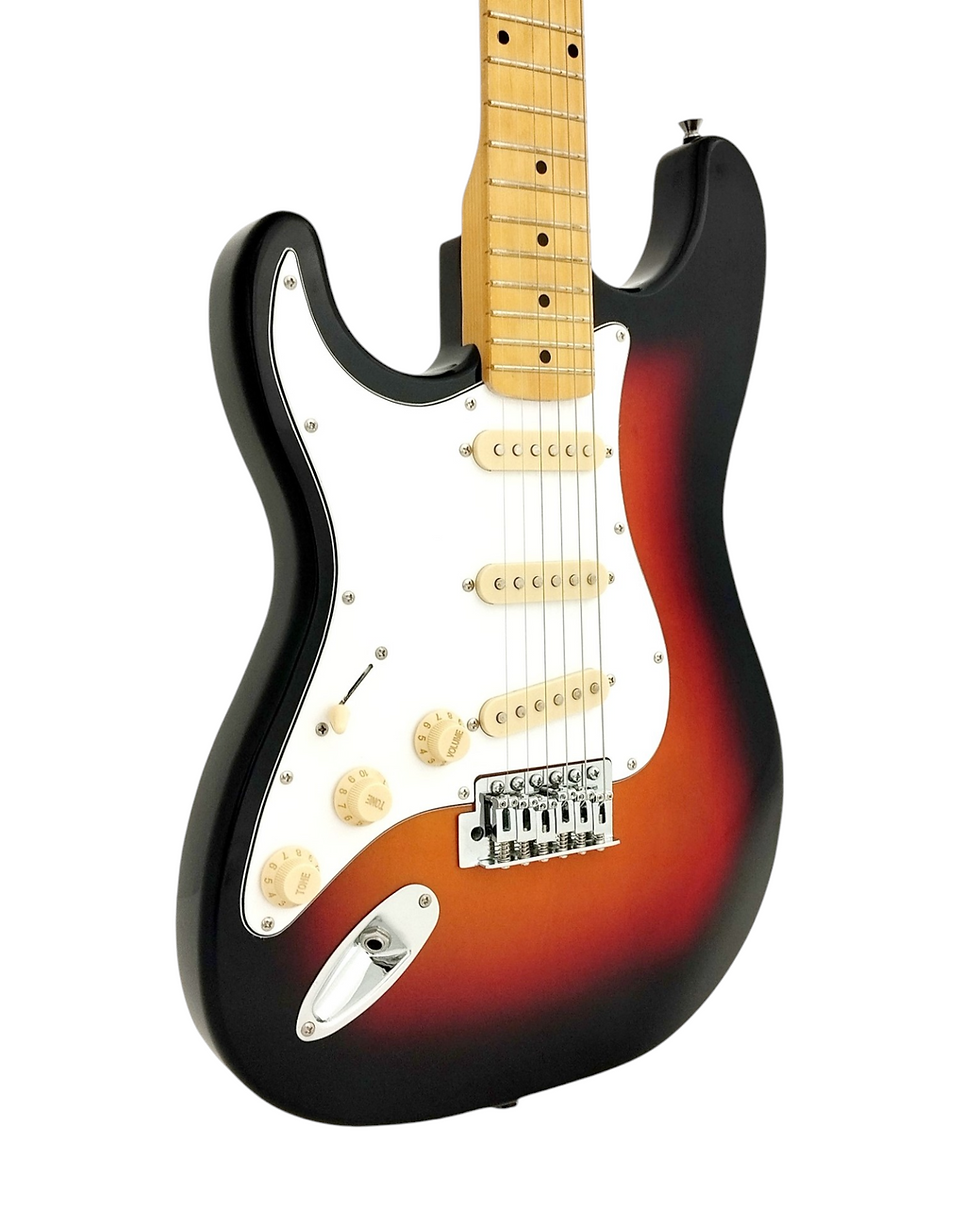 Thumbnail: Haze Left Handed SSS Maple Neck HST Electric Guitar - Sunburst 11HSST1910L3TSM +