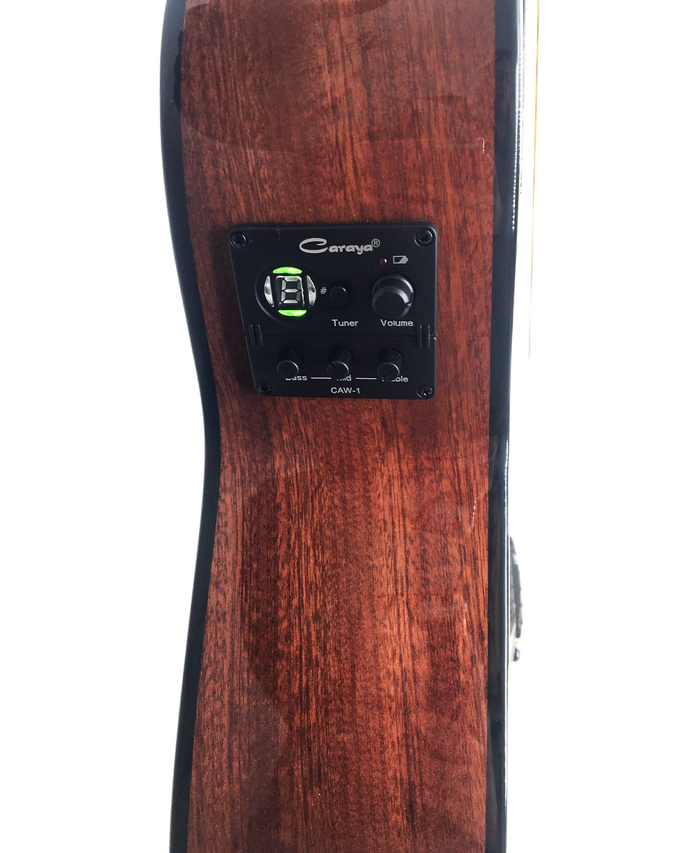 Thumbnail: Caraya P301210SEQ 3/4 Traveller Solid Spruce Top EQ/Tuner Acoustic Guitar