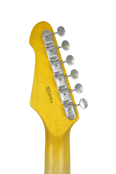 Thumbnail: Haze Scalloped Fretboard Tremolo Relic HST Electric Guitar - Yellow HSVTGSTAM