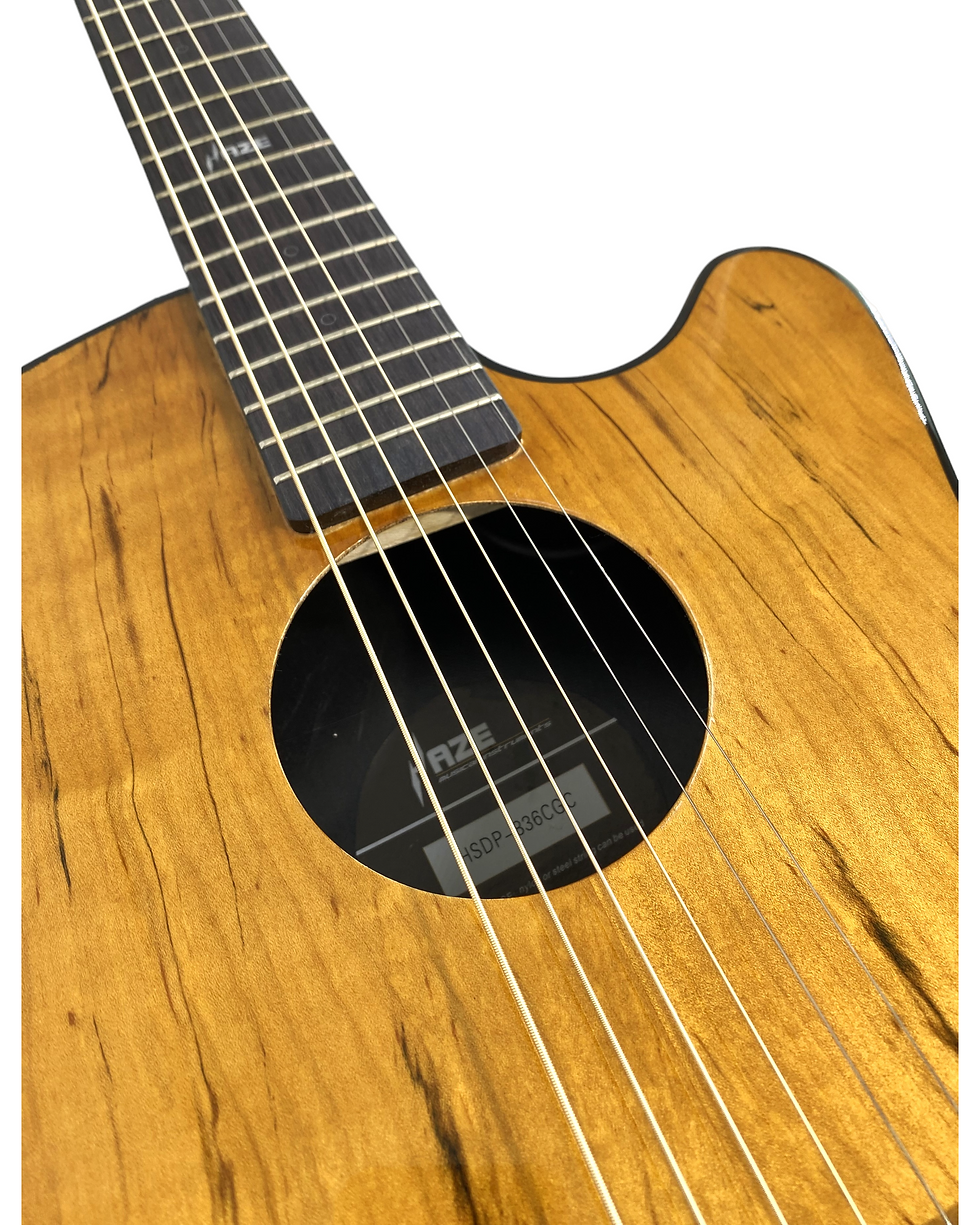 Thumbnail: Haze HSDP836CGC Acoustic/Classical Guitar, Spalted Maple Veneer, Round-Back + Fr