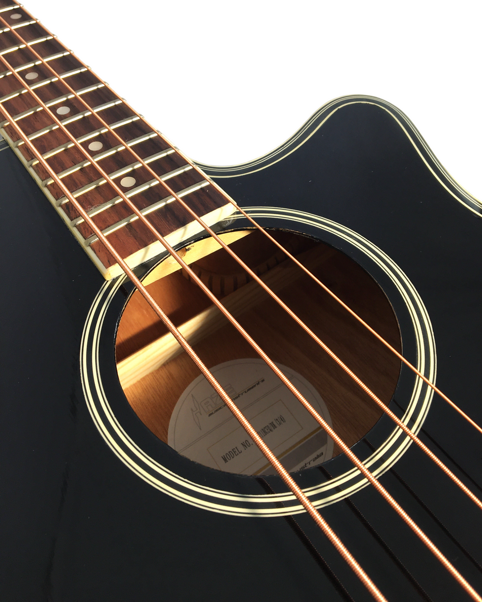 Thumbnail: Haze FB711BCEQBK34 4-String Electric-Acoustic Bass Guitar with EQ, comes with ba