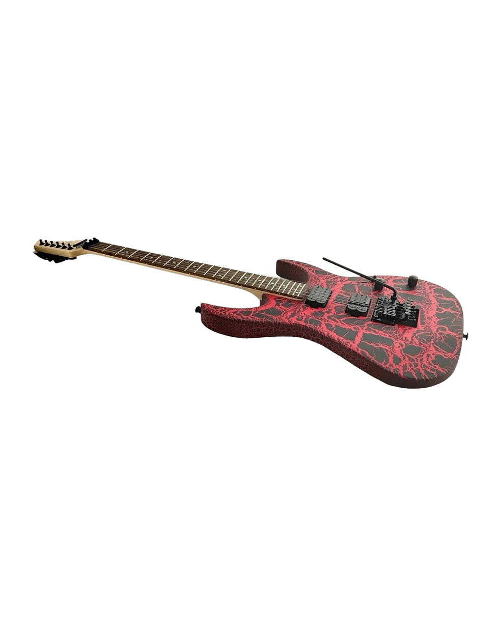 Thumbnail: Haze Floyd Rose HH Cracked Molten Lava HRC Electric Guitar - Red HCJS19600