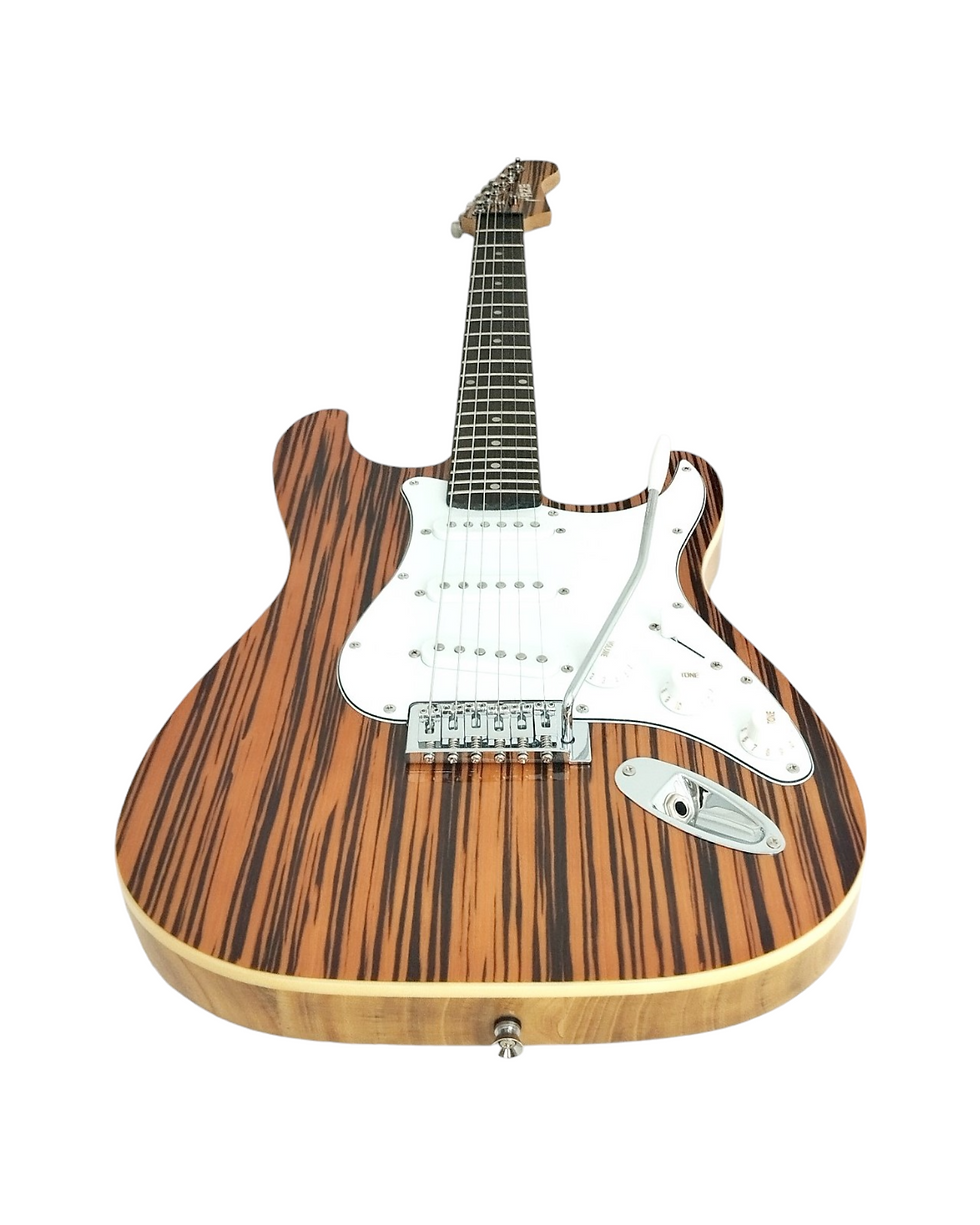 Thumbnail: Haze Lightweight Solid Paulownia Exotic Cocobolo Veneer HST Electric Guitar - Br