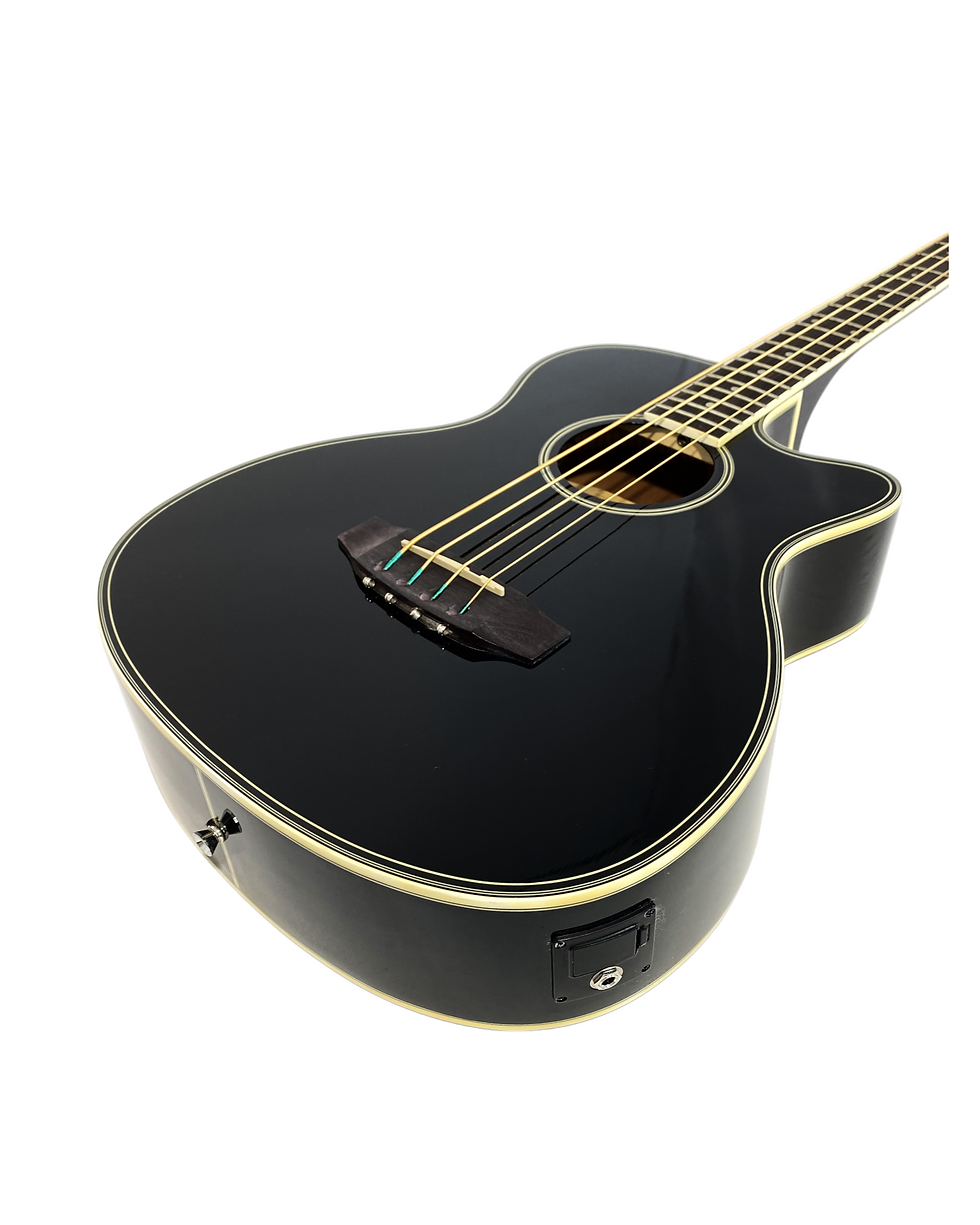 Thumbnail: Haze FB711BCEQBK44 4-String Electric-Acoustic Bass Guitar, Black + Free Gig Bag
