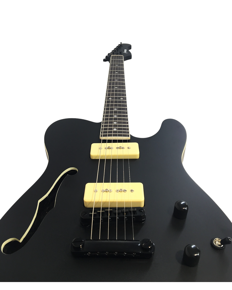 Thumbnail: Midnight Muse: Haze Semi-Hollow M-90 Pickup HTL Electric Guitar- Black HSE501BK