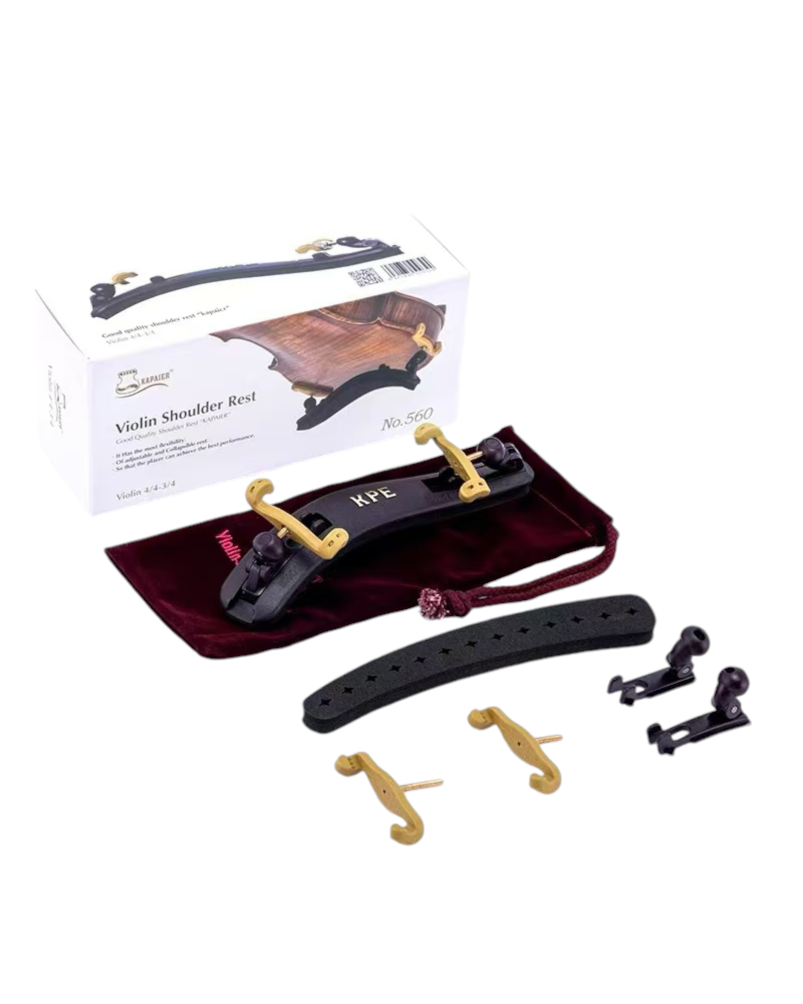 Kapaier Collapsible/Adjustable Violin Shoulder Rest for 3/4 and 4/4 Size - NO560