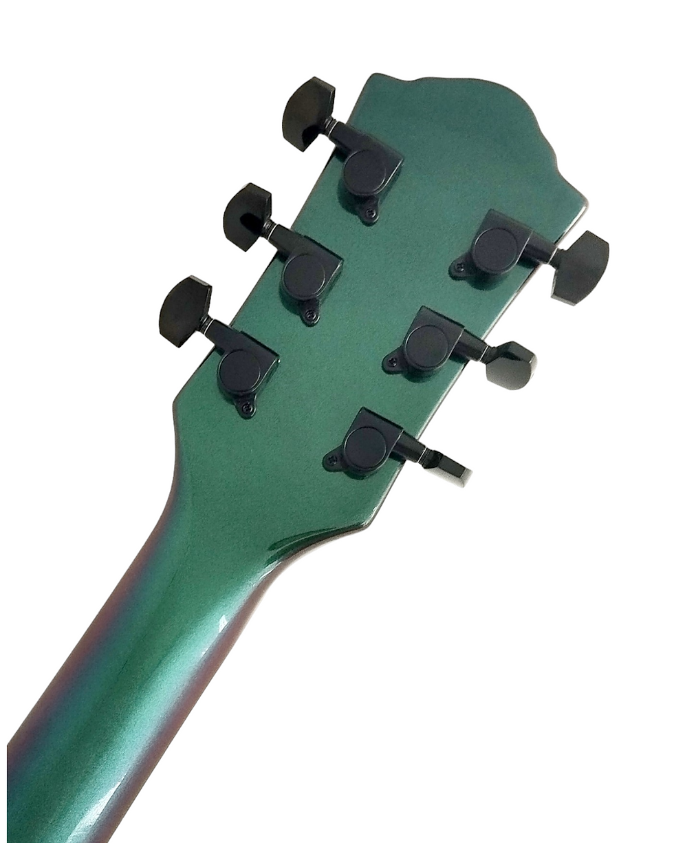 Thumbnail: Haze SEG275V Electric Guitar - Vintage H-H Double Cutaway, Chameleon Purple-Gree