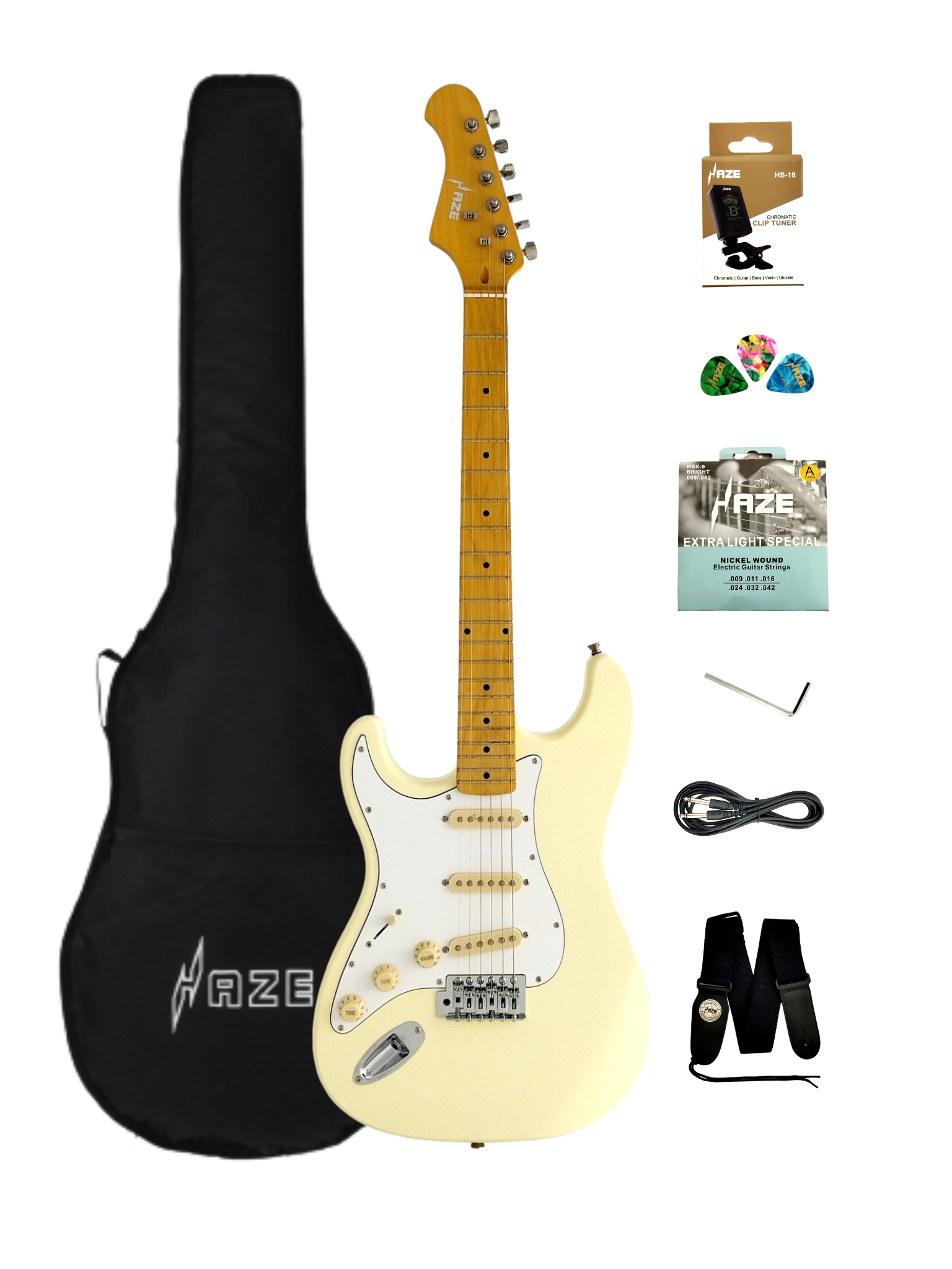 Haze Left Handed SSS Maple Neck HST Electric Guitar - Ivory 11HSST1910LIVM