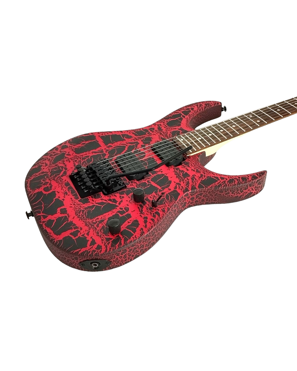 Thumbnail: Haze Floyd Rose HH Cracked Molten Lava HRC Electric Guitar - Red HCJS19600