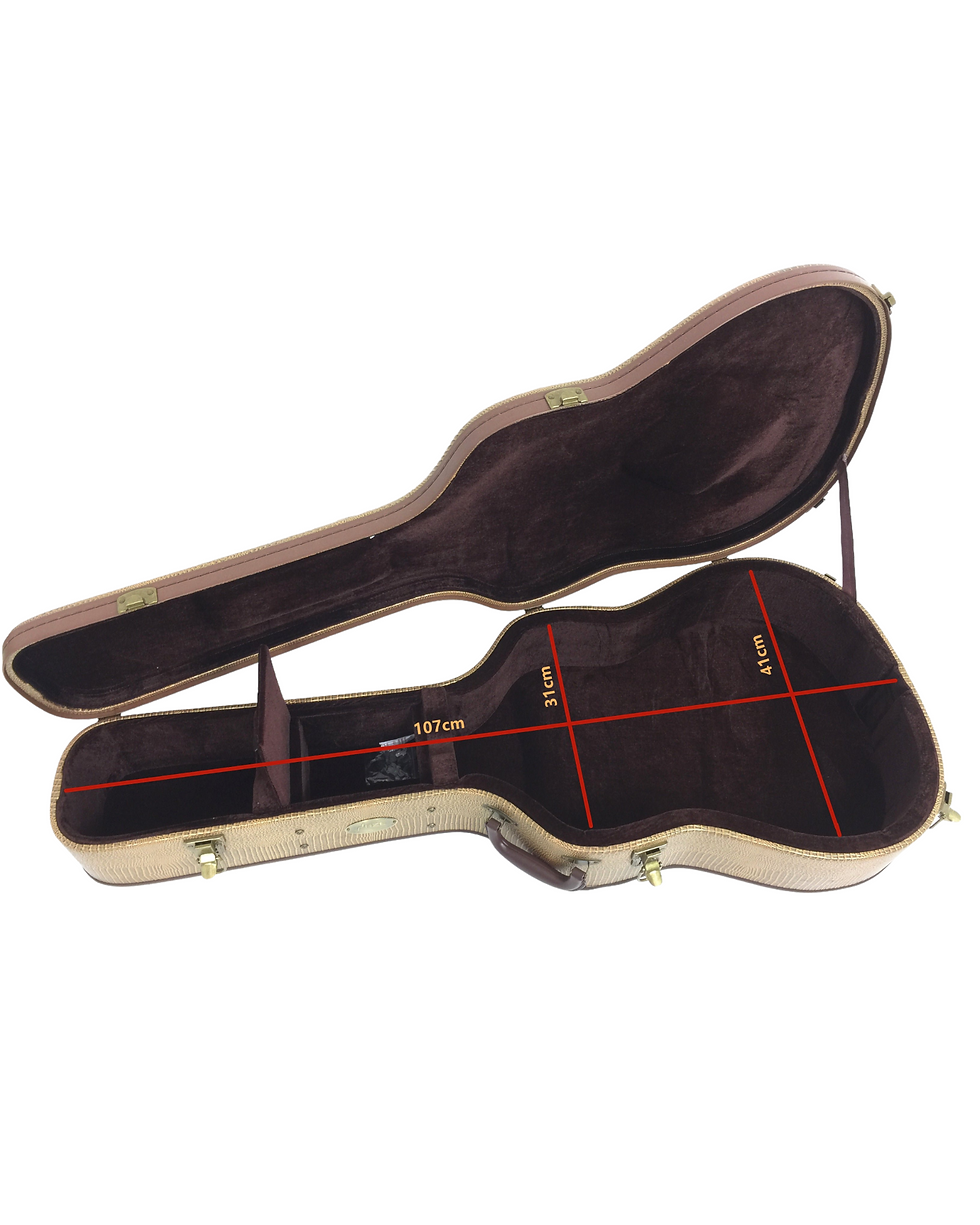 Thumbnail: HC020DB Arch Top Hard Case for Dreadnought Acoustic Guitar Lockable w/Key, Gold