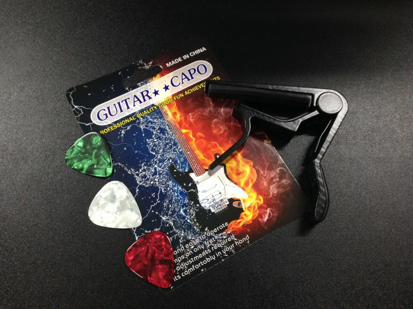 Black Haze HSB5 Quick-Change Acoustic/Electric/Classical Guitar Capo+3 Picks