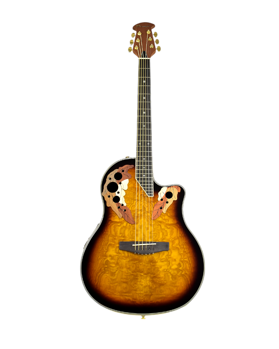 Thumbnail: Caraya SP723CEQBS Roundback Built-In Pickups Fibre Glass Back Acoustic Guitar -