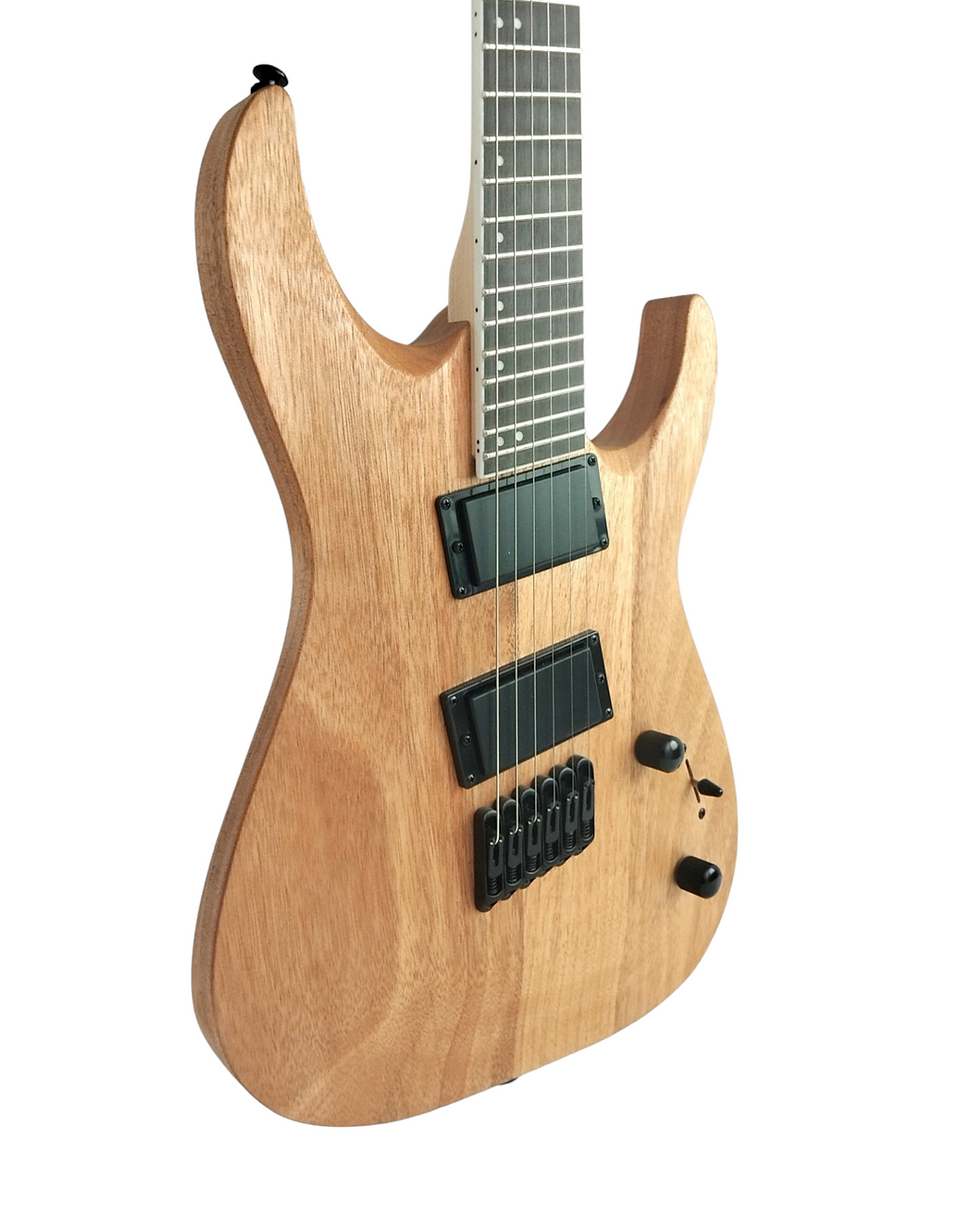 Thumbnail: Haze Fanned Fret Built-in Preamp Mahogany HAX Electric Guitar - Natural 6FFNOIL