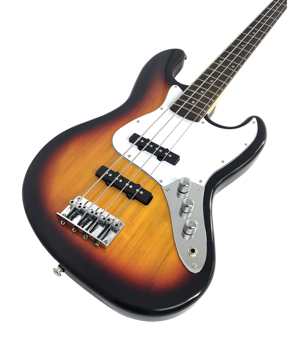 Thumbnail: Haze Single-Coil Solid Basswood J-Style Electric Bass Guitar - Sunburst SBG387BS