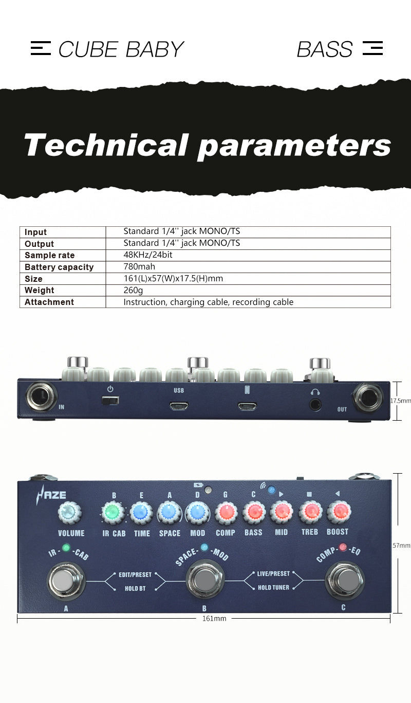 Thumbnail: Haze CUBE BABY Portable Multifunctional Bass Guitar Combined Effect Pedal