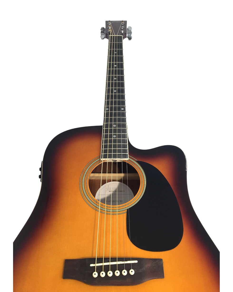 Thumbnail: Haze F631BCEQBS Thin-Body Built-In Pickups/Tuner Acoustic Guitar - Sunburst with