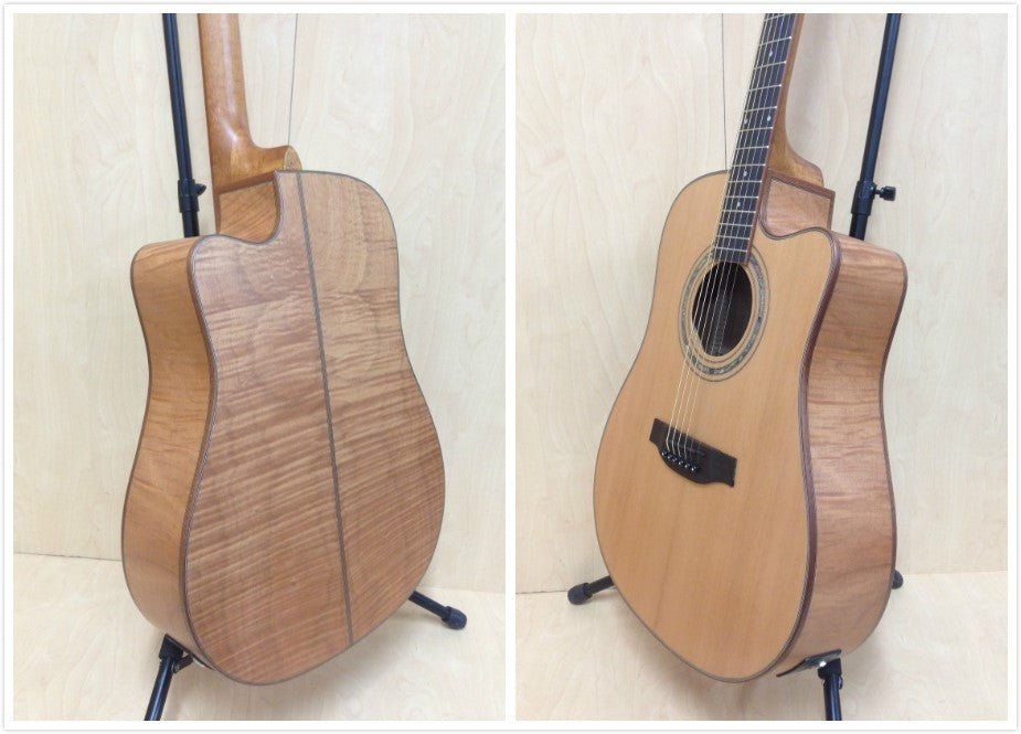 Thumbnail: Klema K200DCCE Solid Canadian Cedar Top Flamed Maple Body Dreadnought Cutaway Ac