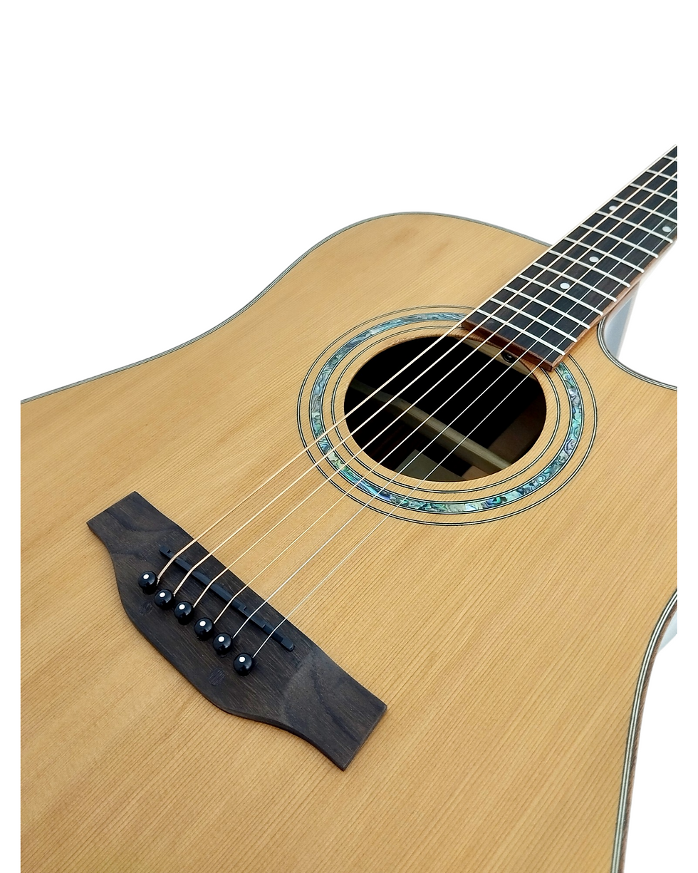Thumbnail: Klema K300DCCE Solid Canadian Cedar Top Indian Rosewood Body Fishman Pickup Acou