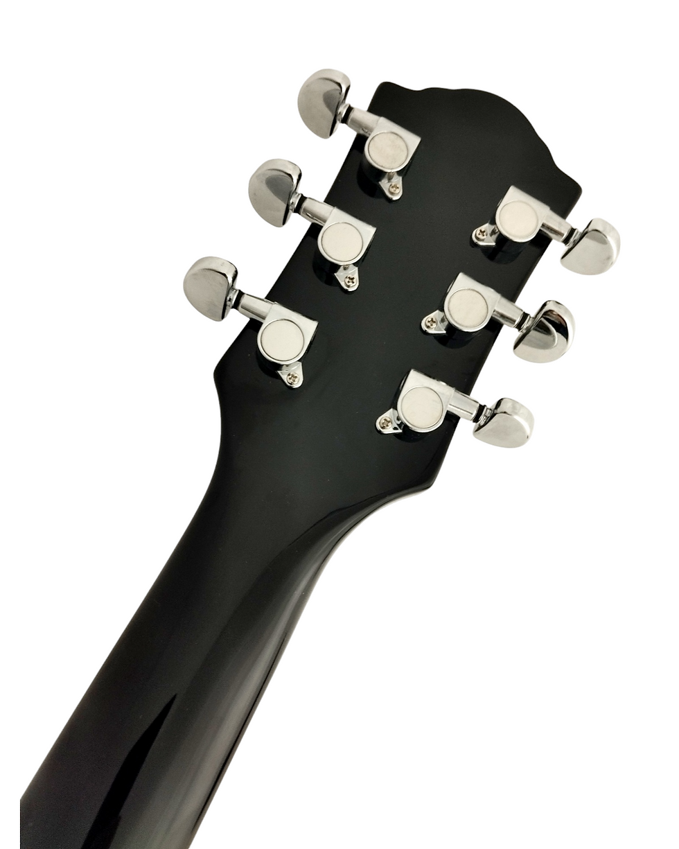 Thumbnail: Haze Semi-Hollow Flame Maple HES Electric Guitar - Black SEG272BK
