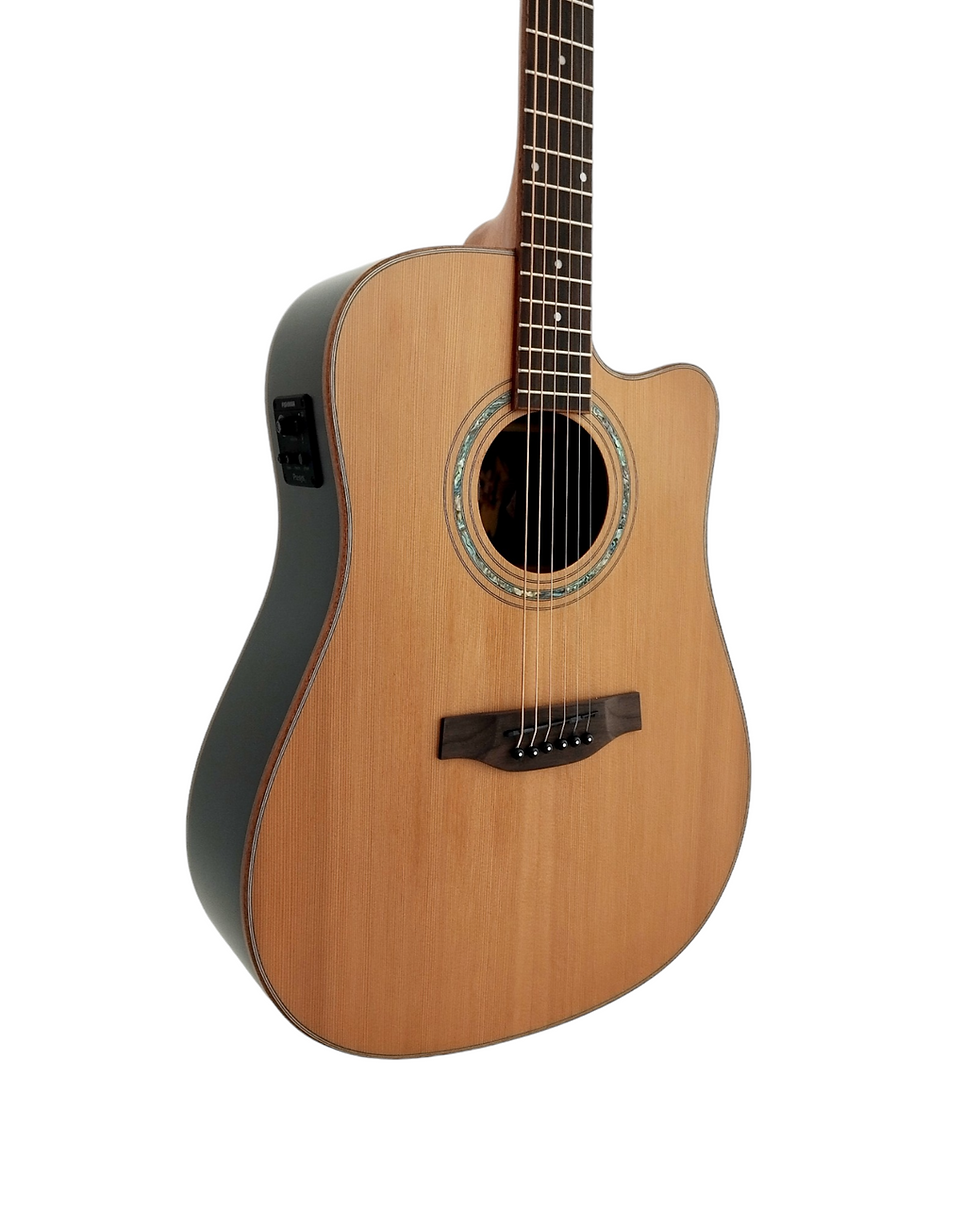 Thumbnail: Klema K300DCCE Solid Canadian Cedar Top Indian Rosewood Body Fishman Pickup Acou